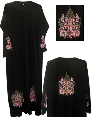 Georgette Abaya with Design  (Front Open)